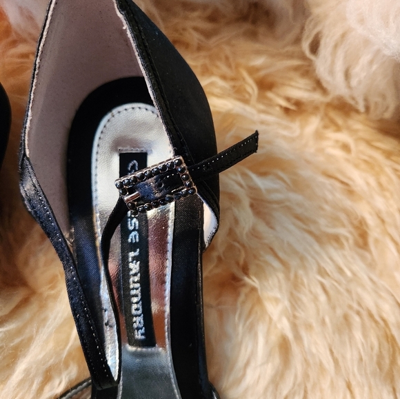 Chinese Laundry Blaze Women's Satin Stilettos w/ Straps Black - Picture 7 of 8